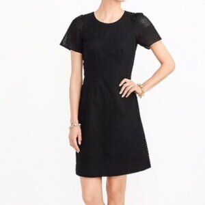 J Crew Eyelet Flutter Sleeve Dress Black Size 6 Lined Classic Chic Feminine